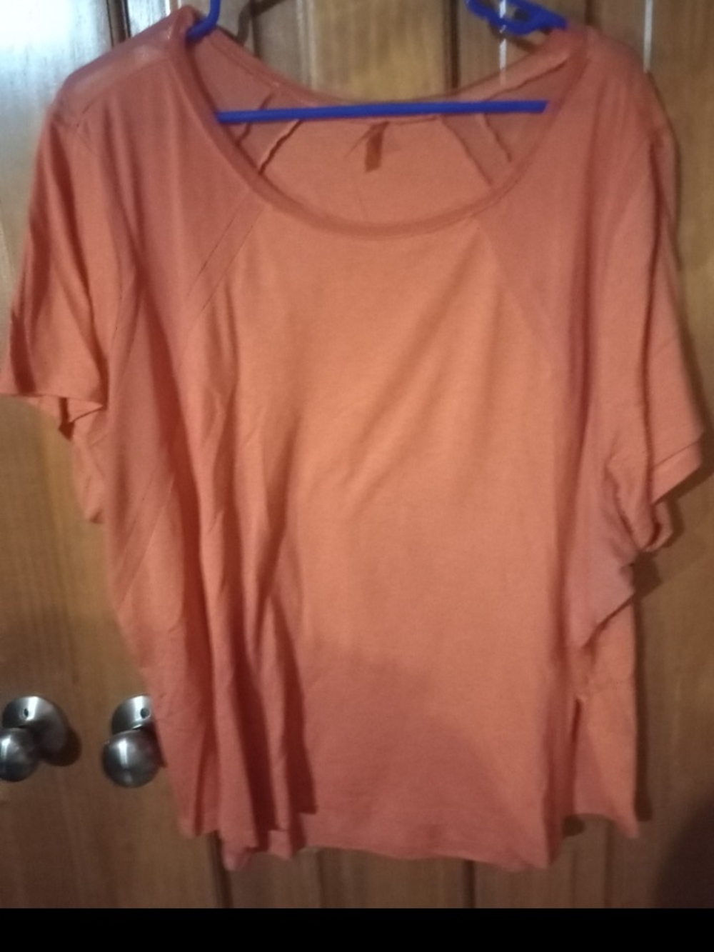 MTA Sport Short Sleeve Scoop Neck Top in Orange